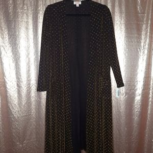 LuLaRoe BNWT S Elegant Sarah duster cardigan - black gold dots